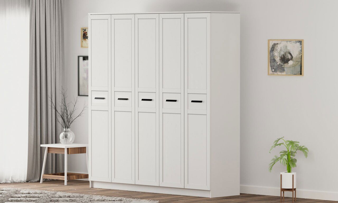 Dulap pentru haine, Rabi, Rb-168-01-005, 175x210x52 cm, Alb mat