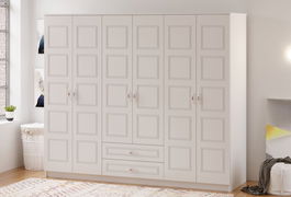 Dulap pentru haine, Rabi, Rb-003, 210x180x52 cm, Alb mat