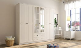 Dulap pentru haine, Rabi, Rb-018, 210x184x52 cm, Alb mat