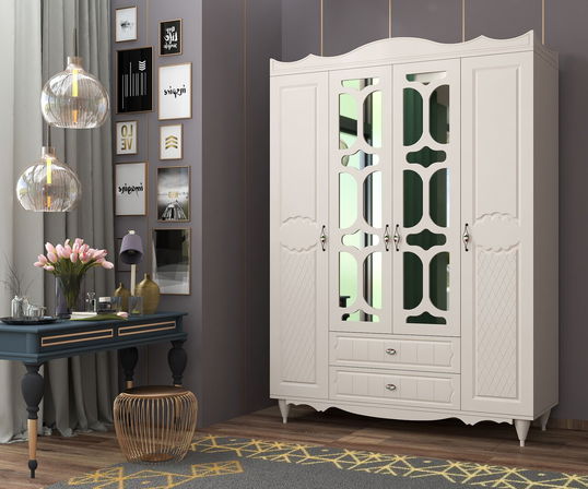Dulap pentru haine, Rabi, Rb-048, 140x190x52 cm, Alb mat