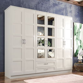Dulap pentru haine, Rabi, Rb-053, 210x210x52 cm, Alb mat