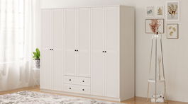 Dulap pentru haine, Rabi, Rb-064, 210x184x52 cm, Alb mat