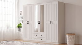 Dulap pentru haine, Rabi, Rb-075, 210x184x52 cm, Alb mat
