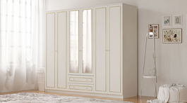 Dulap pentru haine, Rabi, Rb-085-02, 210x210x52 cm, Alb mat