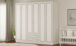 Dulap pentru haine, Rabi, Rb-094-01, 210x180x52 cm, Alb mat
