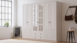 Dulap pentru haine, Rabi, Rb-114, 210x184x52 cm, Alb mat