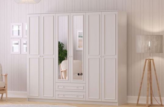 Dulap pentru haine, Rabi, Rb-186-04, 210x182x52 cm, Alb mat