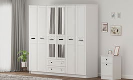 Dulap pentru haine, Rabi, Rb-168-01-012, 210x184x52 cm, Alb mat