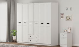 Dulap pentru haine, Rabi, Rb-168-01-006, 210x184x52 cm, Alb mat