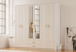 Dulap pentru haine, Rabi, Rb-178, 210x210x52 cm, Alb mat