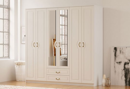 Dulap pentru haine, Rabi, Rb-178, 210x210x52 cm, Alb mat