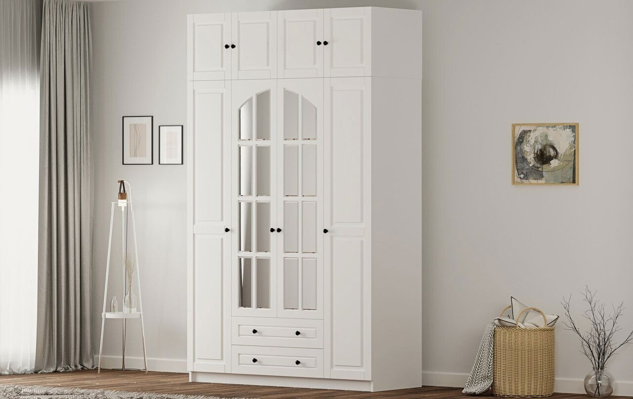 Dulap pentru haine, Rabi, Rb-185-12, 140x240x52 cm, Alb mat