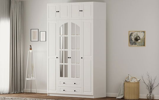 Dulap pentru haine, Rabi, Rb-185-12, 140x240x52 cm, Alb mat