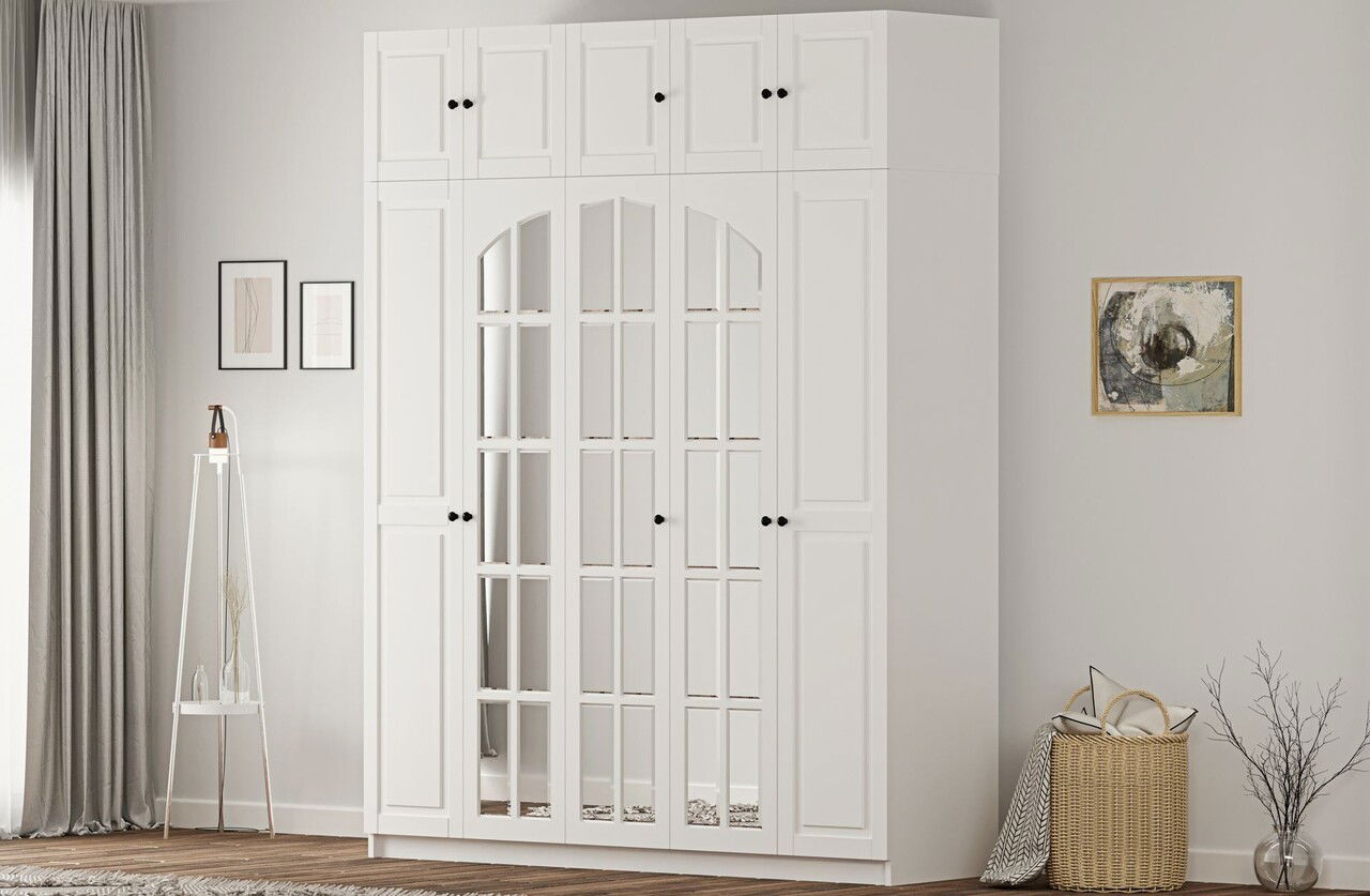 Dulap pentru haine, Rabi, Rb-185-14, 175x240x52 cm, Alb mat