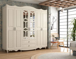 Dulap pentru haine, Rabi, Rb-049, 210x190x52 cm, Alb mat