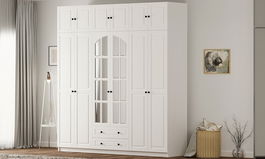 Dulap pentru haine, Rabi, Rb-185-16, 210x240x52 cm, Alb mat