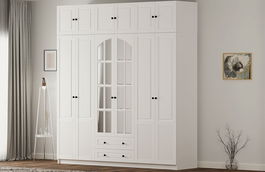 Dulap pentru haine, Rabi, Rb-185-19, 210x210x52 cm, Alb mat