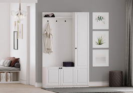 Cuier de perete, Rabi, Rb-044, 120x200x35 cm, Alb mat