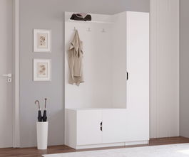 Cuier de perete, Rabi, Rb-159, 120x200x35 cm, Alb mat