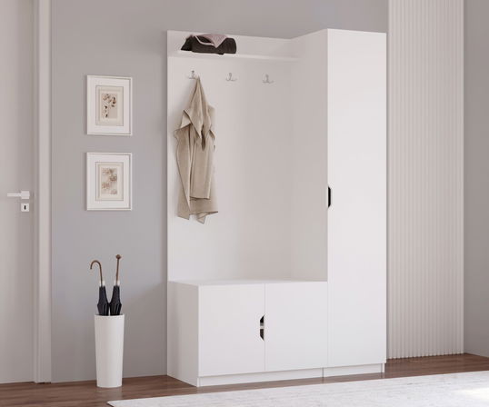 Cuier de perete, Rabi, Rb-159, 120x200x35 cm, Alb mat
