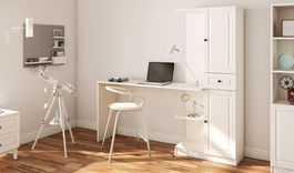 Set birou si biblioteca, Rabi, Rb-021, 120x75x40 cm, Alb mat
