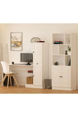 Set birou si biblioteca, Rabi, Rb1000401557, 155x150x40 cm, Alb mat