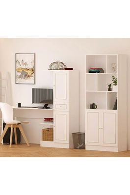 Set birou si biblioteca, Rabi, Rb1000401558, 155x150x40 cm, Alb mat