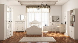 Set dormitor pentru copii, Rabi, Rb-014, Alb mat