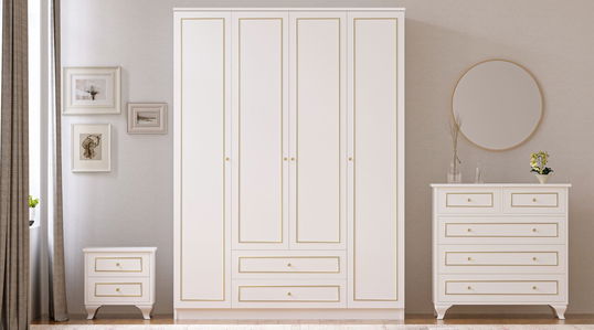 Set dormitor pentru copii, Rabi, Rb-081, Alb mat