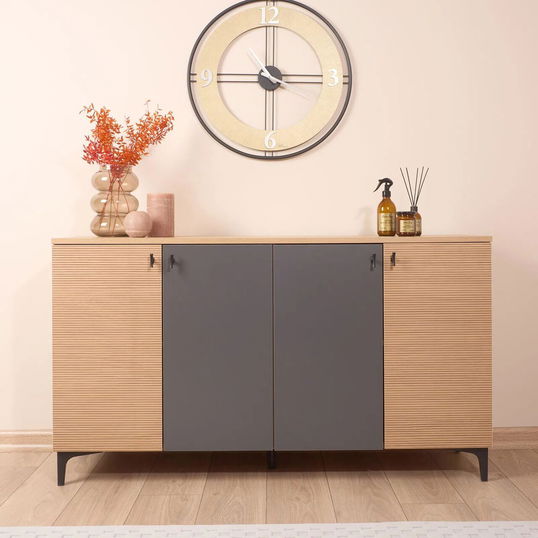 Consola, Tuvalle, Tuval 072, 140x69.2x38 cm, Stejar / Antracit