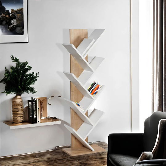 Corp biblioteca, Tuvalle, Tuval 066, 46x129.8x22 cm, Stejar / Alb