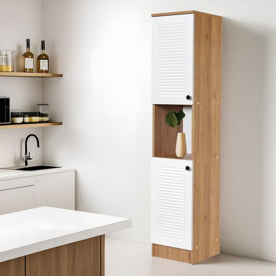 Dulap multifunctional, Tuvalle, Tuval 078, 35.2x171.8x37.8 cm, Stejar / Alb