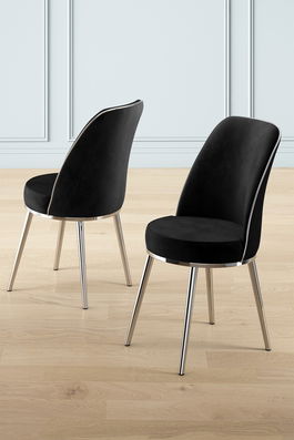 Set scaune 4 piese, Charlotte, Pefa, Negru / Crom