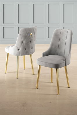 Set scaune 4 piese, Charlotte, Newa, Gri / Auriu