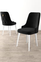 Set scaune 4 piese, Charlotte, Newa, Alb/Negru