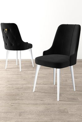 Set scaune 4 piese, Charlotte, Newa, Alb/Negru