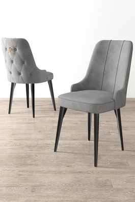 Set scaune 4 piese, Charlotte, Newa, Gri/Negru