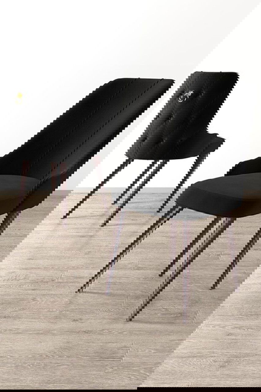 Set scaune 4 piese, Charlotte, Newa, Negru/Maro
