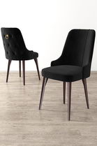 Set scaune 4 piese, Charlotte, Newa, Negru/Maro