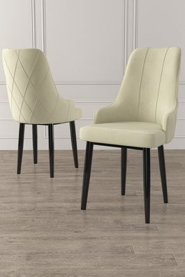 Set scaune 4 piese, Charlotte, Trex, Crem/Negru