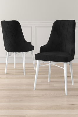 Set scaune 2 piese, Charlotte, Neta, Alb/Negru