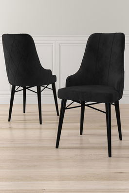 Set scaune 2 piese, Charlotte, Neta, Negru