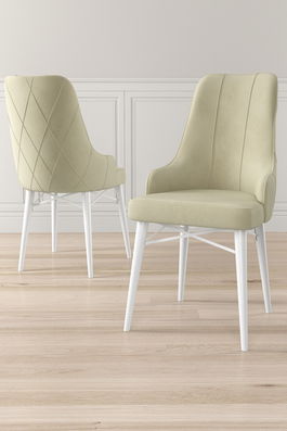 Set scaune 4 piese, Charlotte, Neta, Crem/Alb
