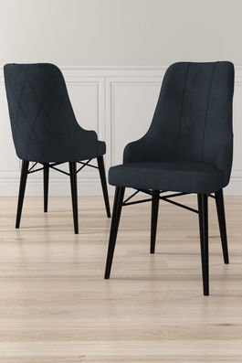 Set scaune 4 piese, Charlotte, Neta, Antracit / Negru