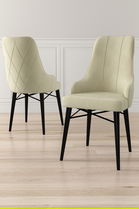 Set scaune 4 piese, Charlotte, Neta, Crem/Negru