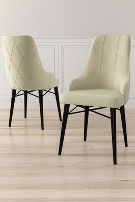 Set scaune 4 piese, Charlotte, Neta, Crem/Negru