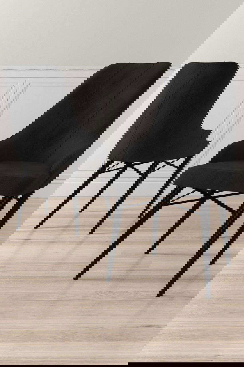 Set scaune 4 piese, Charlotte, Neta, Negru