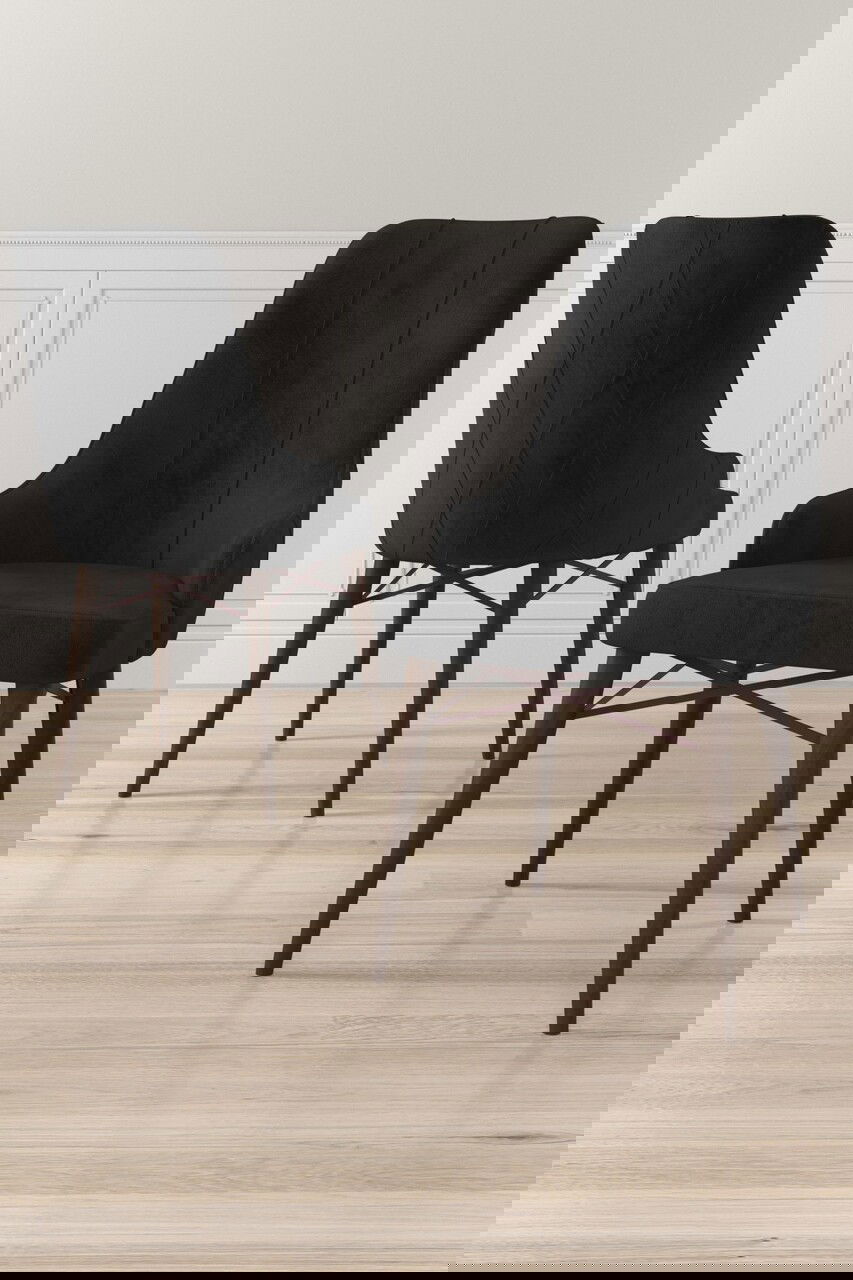 Set scaune 4 piese, Charlotte, Neta, Negru/Maro