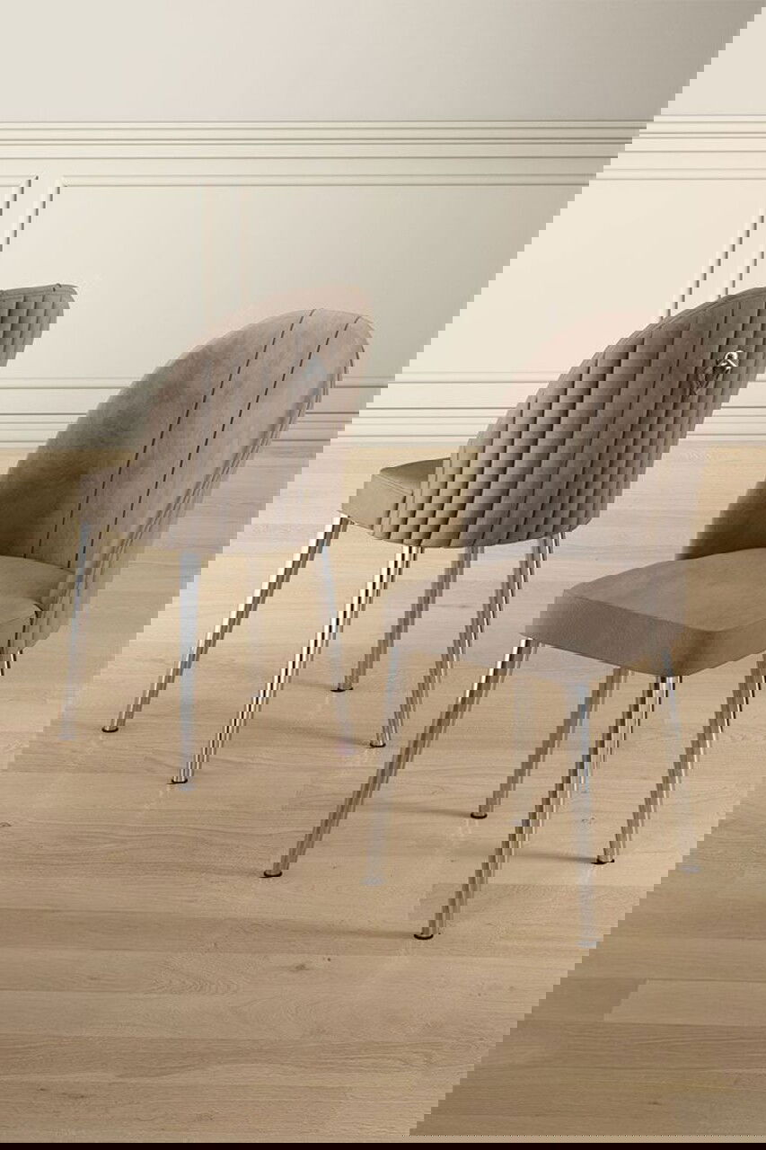 Set scaune 4 piese, Charlotte, Mara, Cappuccino / Chrome