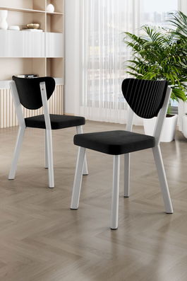 Set scaune 4 piese, Charlotte, Arfe, Alb/Negru